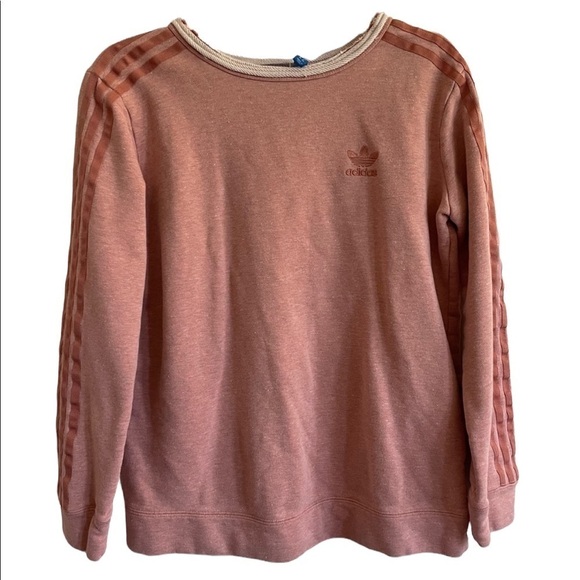 adidas Tops - ADIDAS PINK CREWNECK THREE STRIPE SWEATSHIRT